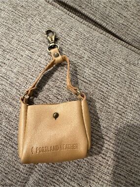 Portland Leather Teeny Tiny Triangle Keychain Champagne Leather Charm NWOT